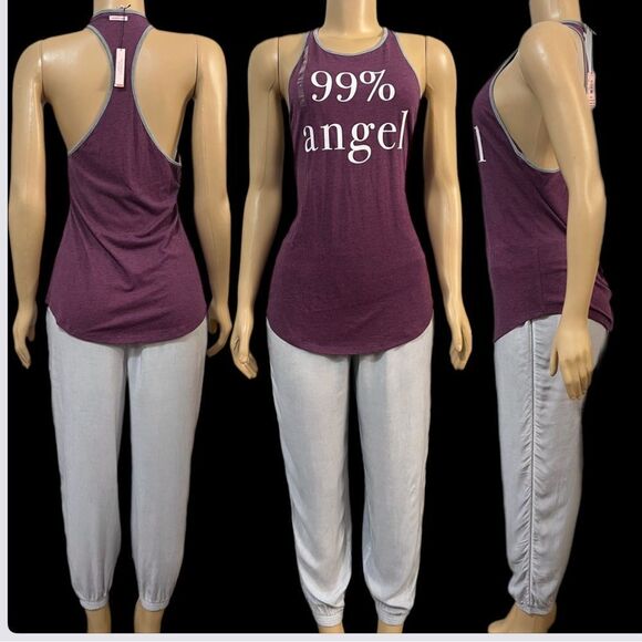 Victorias Secret Supersoft Angel top & lightweight jogger pajama set purple blue - Picture 8 of 9